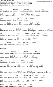 song lyrics with guitar chords for round midnight julie