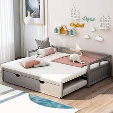 The product is the twin size steel of daybed frame with pop up trundle mechanism and mattresses. Amazon Com Softsea Extendable Twin To King Daybed Frame With Trundle Twin Size Bed Frame No Box Spring Needed Grey Kitchen Dining