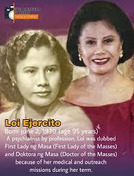 ➡️Luisa Pimentel Ejército–Estrada commonly known as Loi Ejército, is a  Filipina politician and physician who last served as a Senator of the  Philippines from 2001 to 2007. She is married to former