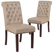 Charlton Home Tufted Upholstered Parsons Chair Set Of 2 Ad Affiliate Spon Tufted Uph Faux Leather Dining Chairs Leather Dining Chairs Dining Chairs