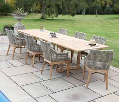 Brolo extending dining table with the walnut and dark panel finish. Teak Extendable Outdoor Table 300cm Jo Alexander