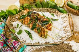 If you love sriracha as much as we do, dry using it in place of chipotle peppers. Cilantro Mint And Coconut Salmon Kabobs Salmon Kabobs Indian Food Recipes Seafood Dinner