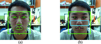 a) Facial alignment detection in face region. (b) ROI's location...
