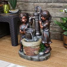 A solar powered pump system can be a good option for remote locations. Sunnydaze Jack Jill Water Pump And Well Outdoor Water Fountain 24 Feature 1 Outdoor Fountain City Market