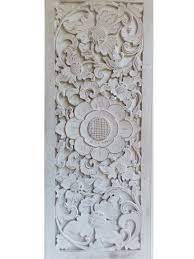 Boho Shabby Chic Wall Art Mandala White Ws Hanging Wood Panel Carving Bali 100cm Tropical Scene