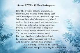 Sonnet 97 William Shakespeare William Shakespeare Sonnets Shakespeare
