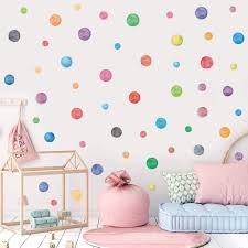 Ideas for art for kids rooms. Amazon Com Iarttop Colorful Dot Decal 51pcs Watercolor Polka Dots Wall Sticker For Nursery Kids Bedroom Classroom Decor Multicolor Circle Window Clings Decoration Kitchen Dining