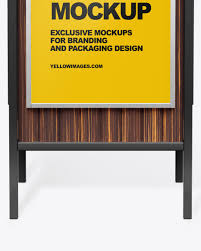 Rubbish Bin With Poster Mockup Front View In Outdoor Advertising Mockups On Yellow Images Object Mockups