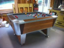 Just Finished Redoing A 1960 S Lee Valley Bumper Pool Table The Sides Are Cherry And Black Walnut And The Side Rails Bumper Pool Table Bumper Pool Pool Table