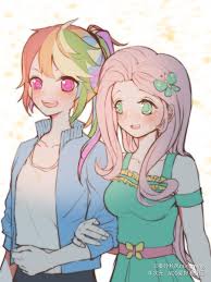 So when i see fluttershy she won't have any bite marks on her? 2429145 Safe Artist ç§¦å²­ç§‹é£Žmingming Fluttershy Rainbow Dash Human Anime Duo Female Flutterdash Humanized Lesbian Shipping Derpibooru