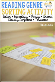This Genre Sorting Activity Includes Genres Included In The Teks Fiction Drama Poetry Literary Nonfic Reading Genres Teaching Reading Skills Teaching Genre