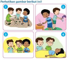 Seperti biasa, pagi itu mereka sudah berkumpul. Cara Menulis Cerita Berdasarkan Gambar Berseri Kelas 3 Tema 1 Subtema 1 Semua Halaman Adjar