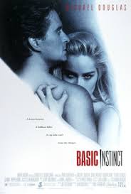 Sharon stone is being interrogated by cops, including michael douglas, when she throws all the men off their game by uncrossing, and then the scene wasn't in the original script for basic instinct. Basic Instinct Wikipedia