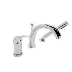 Deck mount tub faucet with sprayer