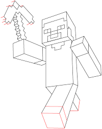 Start off with a pencil sketch. How To Draw Steve With A Pickaxe From Minecraft With Easy Step By Step Drawing Tutorial How To Draw Step By Step Drawing Tutorials Minecraft Printables Minecraft Coloring Pages Minecraft Pictures