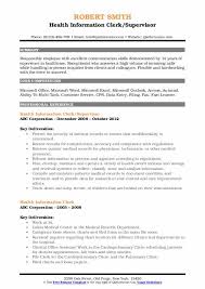 Health Information Clerk Resume Samples Qwikresume