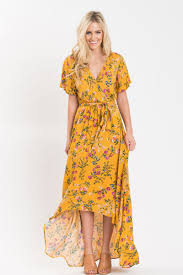 Floral Dresses For Women Floral Wrap Dresses Special Occasion Dresses Cute Spring Dresses Yellow Floral Maxi Dress Wrap Dress Floral Cute Maxi Dress