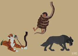 Category artwork (traditional) / fanart. Rama Shere Khan Kaa And Mowgli By Mowglithelostmancub Fur Affinity Dot Net