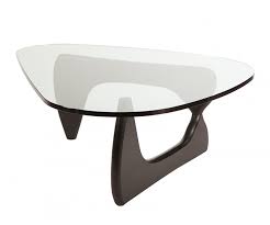 Noguchi table triangle glass coffee table vintage glass end table, solid wood base and triangle clear glass top modern end table for living room, patio, study. I I Isamu Noguchi Coffee Table 599 Made In Italy