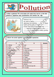A Woksheet On Pollution Definition Causes And Consequences Pictures Will Help The Pupils Understand Th Conversaciones En Ingles Gramatica Del Ingles Educacion