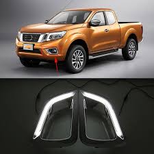 2pcs Led Daytime Running Light For Nissan Navara Np300 2015 2016 2017 2018 Drl Chrome Fog Lamp Cover Driving Lights With Ye Fog Lamps Lamp Cover Running Lights