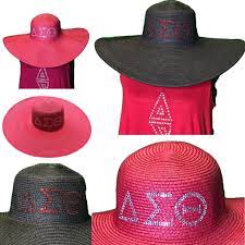 Dst Rhinestoned Wide Brim Floppy Hat Delta Sigma Theta Floppy Hat Theta