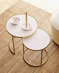 image 6 of the product gold marble nest of tables set of 2 tables gigognes table basse zara home table marbre
