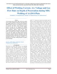 Pdf Effect Of Welding Current Arc Voltage And Gas Flow