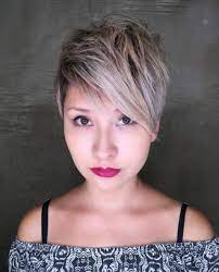 Messy Spiky Pixie With Asymmetrical Bangs Short Hair Styles Short Hair Styles For Round Faces Hairstyles For Round Faces