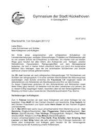 In kooperation mit freunden des orchestersbeginn: Elternbrief Gymnasium Huckelhoven
