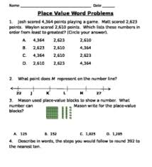 Place Value Word Problems Word Problems Math Activities Elementary Place Value Worksheets