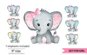 Girl Elephant Watercolor Set Pink Elephant Purple Elephant Turquoise Purple Peach Yellow Elephant Yellow Purple Elephant Teal Pink Watercolor Elephant Elephant Clip Art Pink Elephant