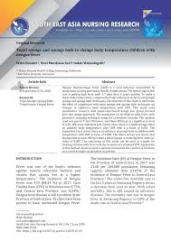 Pdf Tepid Sponge And Sponge Bath To Change Body Temperature Children With Dengue Fever