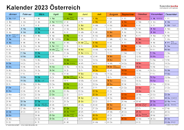 Jahreskalender 2022 mit feiertagen und kalenderwochen (kw) in 19 varianten, a4, hoch & quer. Kalender 2023 Osterreich Zum Ausdrucken Als Pdf