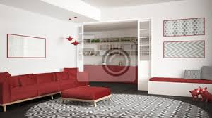 Ein teppich ist ein allroundtalent: Minimalistisches Wohnzimmer Mit Sofa Grosser Runder Teppich Und Fototapete Fototapeten Pouffe Appartment Mobliert Myloview De