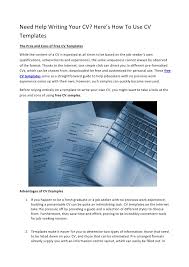 Need Help Writing Your Cv Here S How To Use Cv Templates