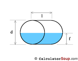 The formula, in general, is the area of the base (the red triangle in the picture on the left) times the height, h. Tank Volume Calculator