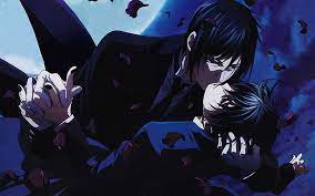 Black butler 3 black butler anime anime behind glass manga anime anime art manga art anime lock screen lord kaichou wa maid sama. Hd Wallpaper Kuroshitsuji Sebastian Michaelis Ciel Phantomhive Kiss Night Wallpaper Flare