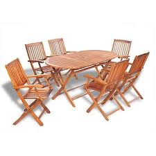 Set Of 7 Patio Garden Terrace Outdoor Acacia Wood Dining Table 6 Chairs Foldable Garden Furniture Sets Outdoor Dining Set Patio Dining Set