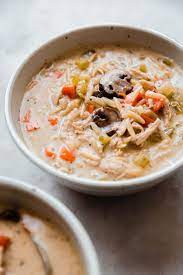 Creamy Chicken Mushroom Soup With Orzo Pasta Recipe Creamy Chicken Mushroom Soup Mushroom Chicken