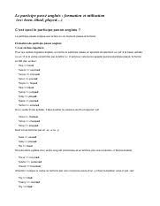 Verbe anglais et leurs participes. Participe Pass U00e9 Anglais Pdf Pdf Le Participe Pass U00e9 Anglais Formation Et Utilisation Ex Been Liked Played U2026 C U2019est Quoi Le Participe Pass U00e9 Anglais Course Hero