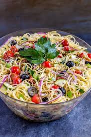 This cold spaghetti salad recipe is a fun pasta salad side dish for this summer. Cold Spaghetti Salad Confetti And Bliss