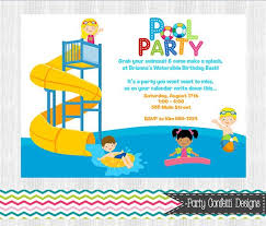 Water Slide Pool Party Invitation Printable You Print Digital File Diy Free Thank You Car Water Party Invitations Party Invitations Pool Party Invitations