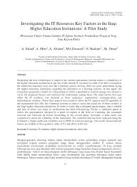 Pandangan menarik yang asli dari penulis blog. Pdf Investigating The It Resources Key Factors In The Iraqi Higher Education Institutions A Pilot Study