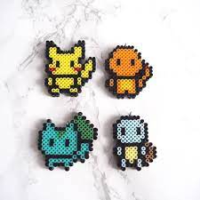Pokemon Starter Mini Perler Bead Sprites Pikachu Charmander Bulbasaur Squirtle Perler Bead Art Perler Beads Designs Hama Beads Patterns