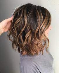 Image Result For Caramel Highlights On Dark Brown Curly Hair Medium Length Medium Hair Styles Hair Styles Short Hair Styles