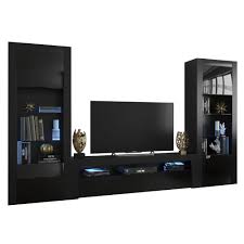 Black mid century modern tv stand fits tv's up to 60 in. Milano Set Cla Bk Bk Modern Black Wall Unit Entertainment Center By Meble Furniture