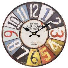 Small oval metal wall clock vintage numbers chic french unique rustic shabby. Grosse Vintage Rustikal Wanduhren Shabby Kuche Chic Home French Landhaus Beach Ebay