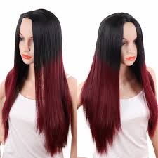 With an ombre dye job, you can gradually fade dark hair into a lighter vibrant shade. Synthetic Straight Long Ombre Black Wine Red Color American African Wigs Buy At A Low Prices On Joom E Commerce Platform