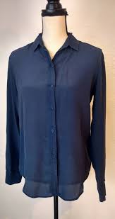 Zara Women S Longsleeve Navy Blue Shirt Sz M Zara Women Embroidered Clothes Navy Blue Shirts
